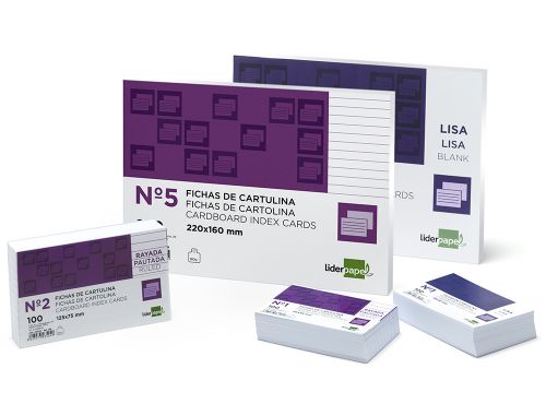 Fichas em cartolina, emb. com 100, 125x200 mm, pautado , Liderpapel , 3523 , 8423473035232
